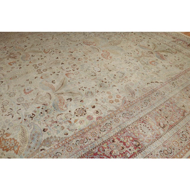 Zabihi Collection Antique Large Square Meshed Rug - 13'3" x 15'5" For Sale - Image 11 of 12