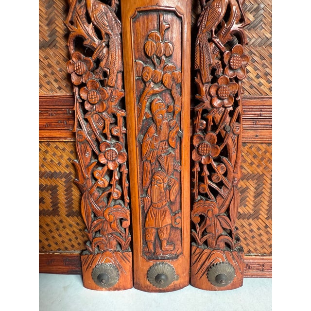 Vintage Chinese Wedding Basket With Carved Wood, Bamboo and Rattan For Sale - Image 10 of 12