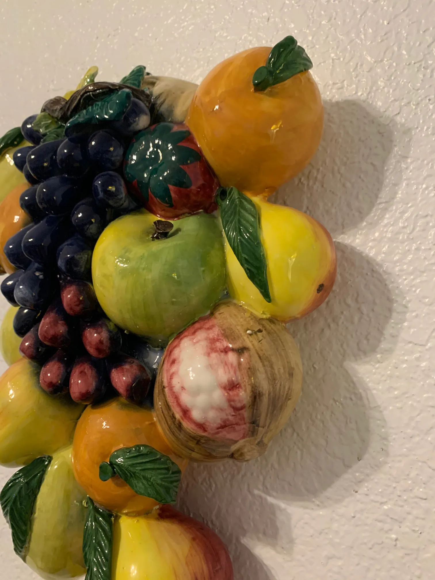 1960s Majolica Italy Ceramiche d'Arte Large Ceramic Fruit Wall