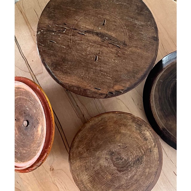 Wood Set of Two Central Asian Antique Wooden Lacquered Spice Boxes For Sale - Image 7 of 7