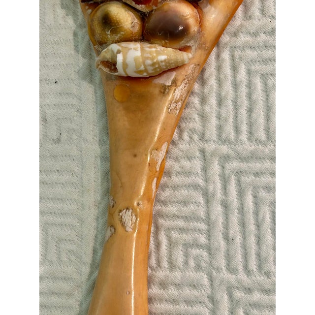 Mid-Century Mermaid Grotto Sailors Valentine Sea Shell Encrusted Vanity Hand Mirror For Sale - Image 9 of 12