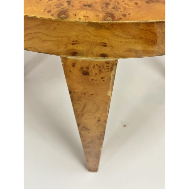 1970s American Modern Round Burl Wood Center Occasional Table For Sale - Image 14 of 16