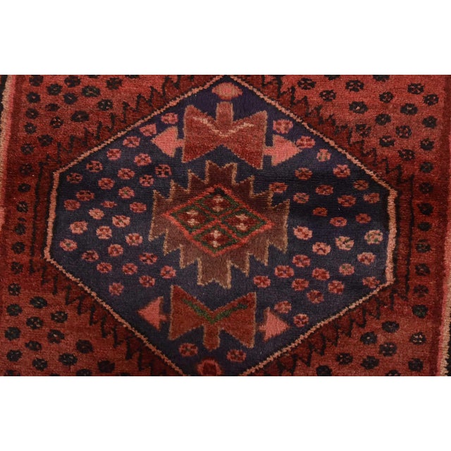 Textile Zanjan Runner 3’6” X 9’3” Red Wool Vintage Tribal Hand-Knotted Oriental Rug For Sale - Image 7 of 14