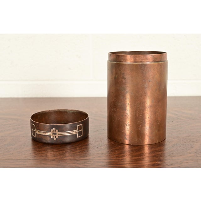 Metal Heintz Arts & Crafts Sterling Silver on Bronze Humidor For Sale - Image 7 of 12