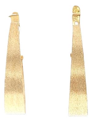 Late 20th Century 18k Yellow Gold Textured J-Hoop Earrings, A Pair