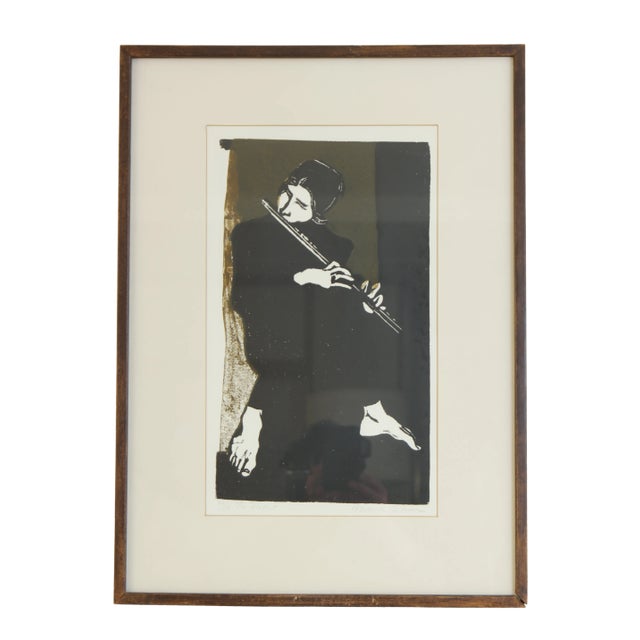 1970s Vintage Genevra Sloan "The Flutist" B&W Fine Art Print For Sale