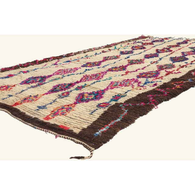 22049 Vintage Azilal Boucherouite Moroccan Rug, 04'11 x 08'08. The Sacred Lineage: A Vintage Azilal Moroccan Masterpiece...