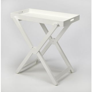 Edna 27.5 in. W Rectangular Wood Removable Top Folding Tray Table, White For Sale
