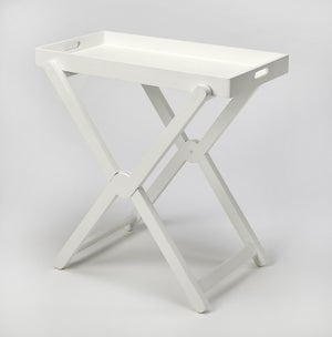 Edna 27.5 in. W Rectangular Wood Removable Top Folding Tray Table, White