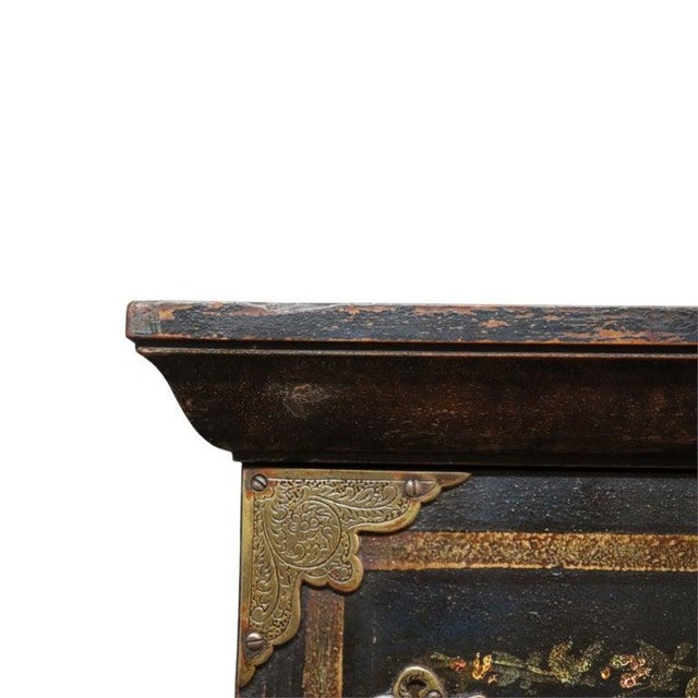 2-Piece Chinoiserie HND Painted & Carved Floral Cabinet C1910 For Sale - Image 10 of 18