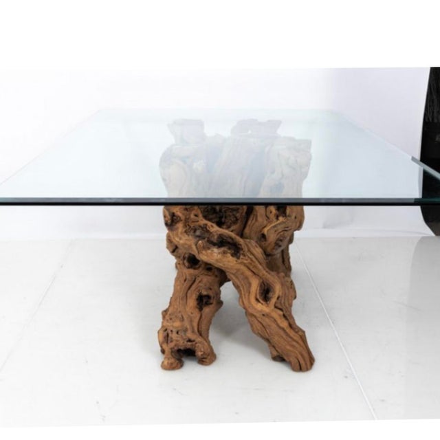 Vintage Glass Top Cypress Tree Root Dining Table Chairish