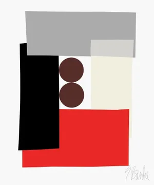 "Red Tuxedo" Fine Art Print 45" X 55" by Liz Roache