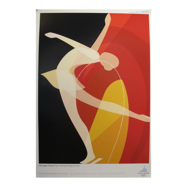 2006 Original Vintage Torino Winter Olympics Poster, Figure Skating For Sale