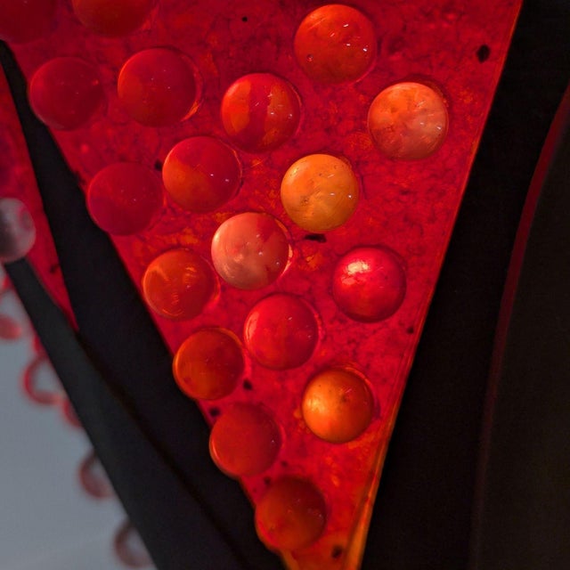 Decorative Red Art Glass Floor Lamp With Metal Stand For Sale - Image 4 of 6