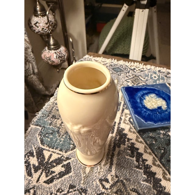 Vintage Lenox Rose Blossom Vase Crafted From Ivory Porcelain With 24k Gold Trim. For Sale - Image 9 of 11