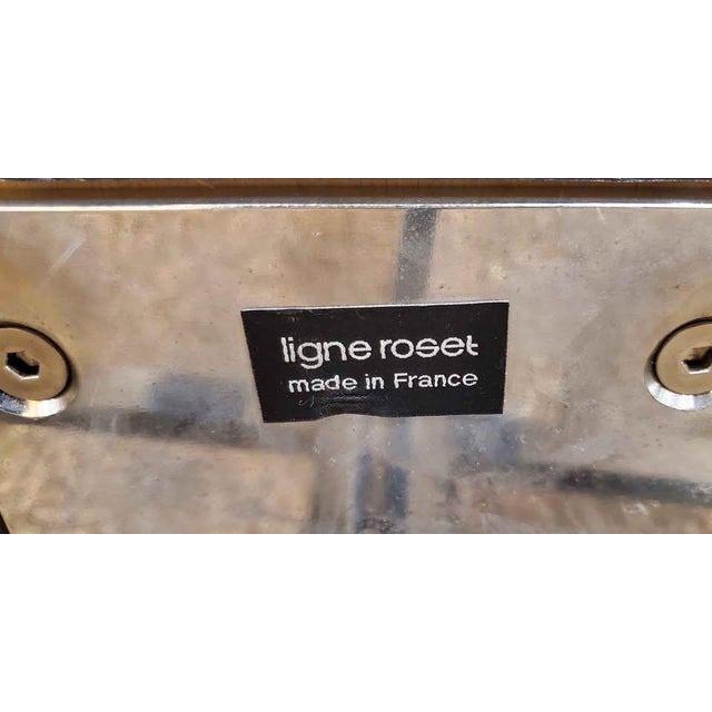 White Vintage Ligne Roset White Leather Lounge Chair and Ottoman For Sale - Image 8 of 9