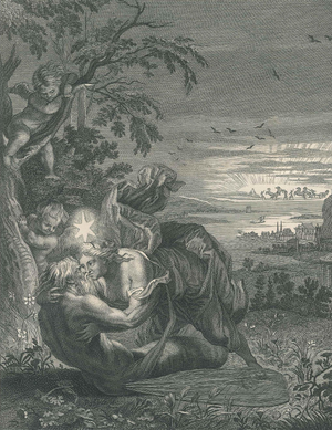 Bernard Picart, Nude Tithon from Le Temple des Muses, 18th Century, Etching