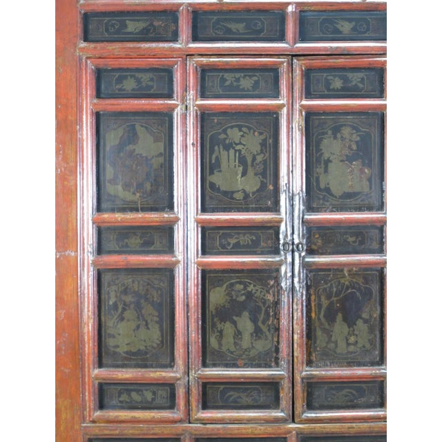 Hand Painted 80" Inch Tall Antique Chinese Cabinet For Sale - Image 9 of 12