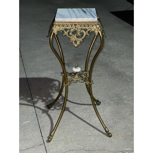 Brass Late 19th Century Victorian Brass and Marble Pedestal For Sale - Image 8 of 8
