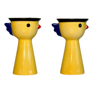 Postmodern Handcrafted Ceramic Chicken Egg Cups from Ikea, Sweden, 1980s, Set of 2 For Sale