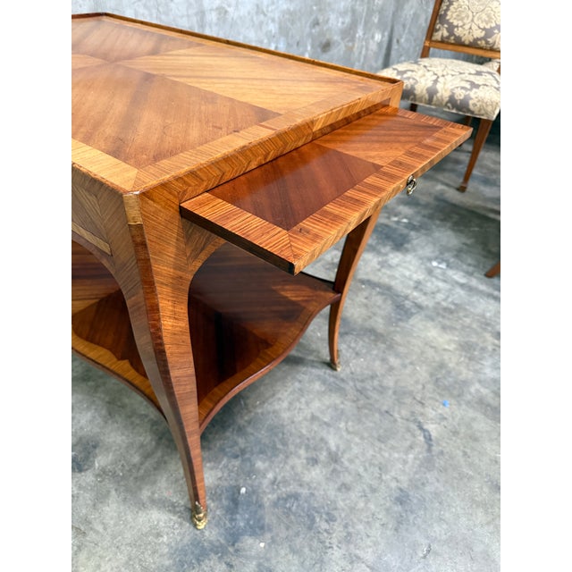 Late 19th Century Antique Louis XV Inlaid Parlor Table W Slides France 1880s For Sale - Image 5 of 10