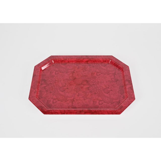 Mid-Century Italian Red Acrylic Serving Tray, 1980s For Sale - Image 4 of 14