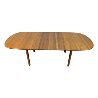 Mid-Century Modern Teak Oval Extension Dining Table For Sale