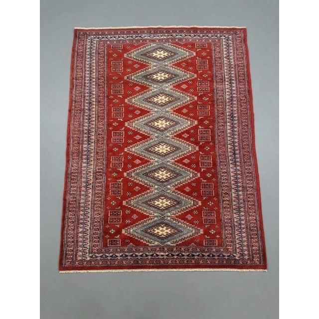 Red Hand-Knotted Rug in Wool For Sale - Image 4 of 4