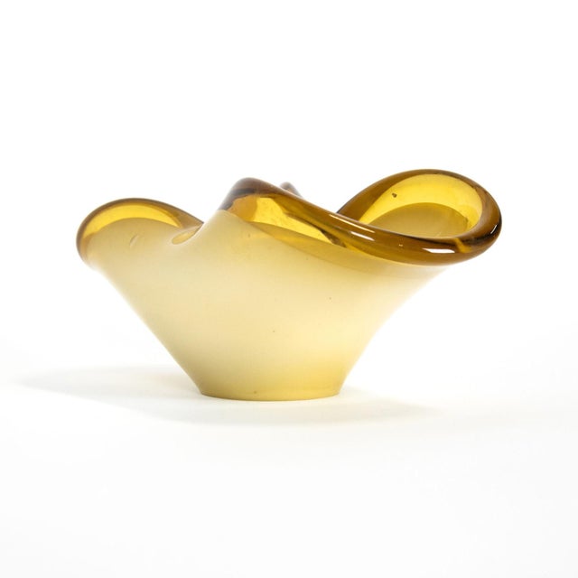 1960s Amber & Brown European Art Glass Bowl For Sale - Image 9 of 10