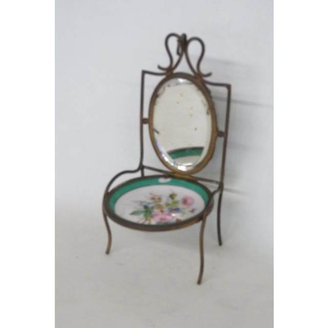 Victorian Brass and Porcelain Miniature Chair Mirrored Pocket Watch Holder 5052b For Sale - Image 15 of 18