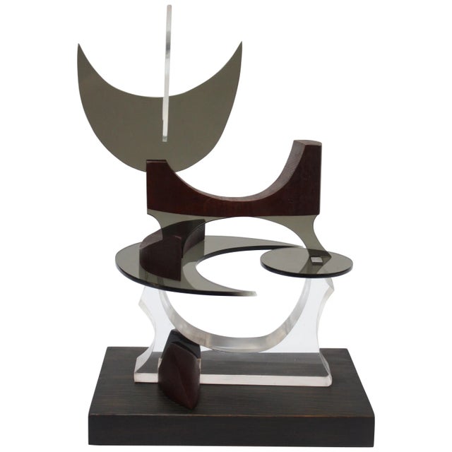 Vintage Acrylic and Teak Abstract Cat Sculpture by Robert D. Harvey For Sale - Image 13 of 13