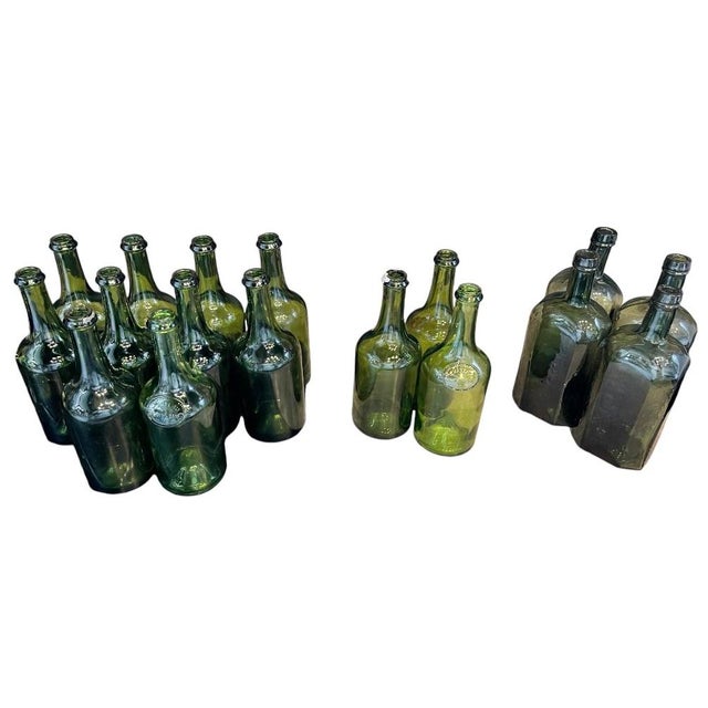 Bubbled Glass Water Bottles, France, 1925, Set of 17 For Sale - Image 11 of 14