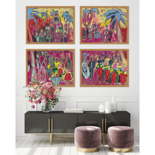 DESCRIPTION: Cabaret, Set of 4 by Happy Menocal in Gold Frame, Small Art Print SPECIFICATIONS: Type: Giclée Art Print on...
