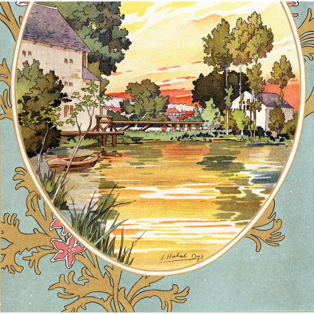 1900 Habert Dys Pastoral Landscape Lithograph For Sale - Image 4 of 5