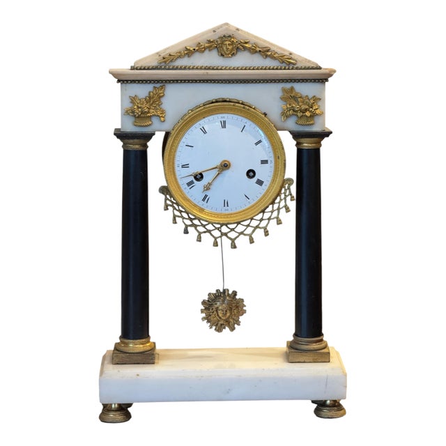 19th Century French Empire Style Mantel Clock With Ormolu Mounts For Sale
