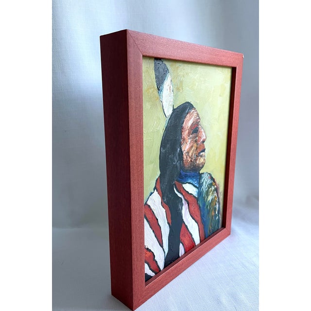 American Contemporary Native American Expressionist Portrait Oil Painting For Sale - Image 3 of 4