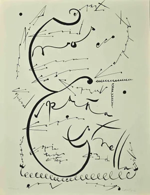 Rafael Alberti, Letter E, Lithograph, 1972