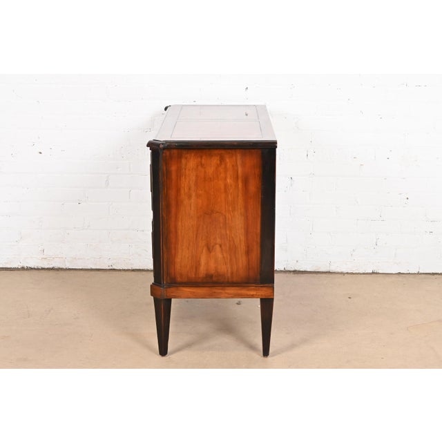 Brown Baker Furniture Italian Regency Louis XVI Cherry and Burl Wood Commode or Chests of Drawers For Sale - Image 8 of 12