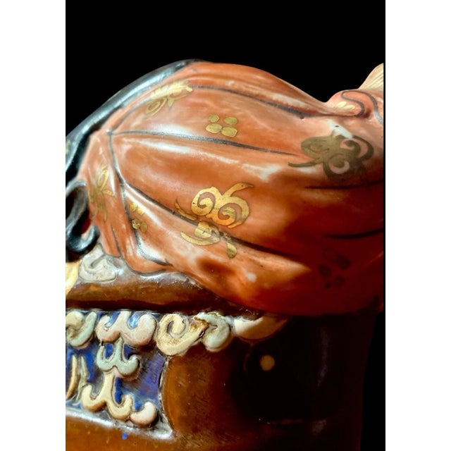 Vintage Chinese Porcelain Figural Pillow, Hand-Painted Boy, 1978 For Sale - Image 16 of 16
