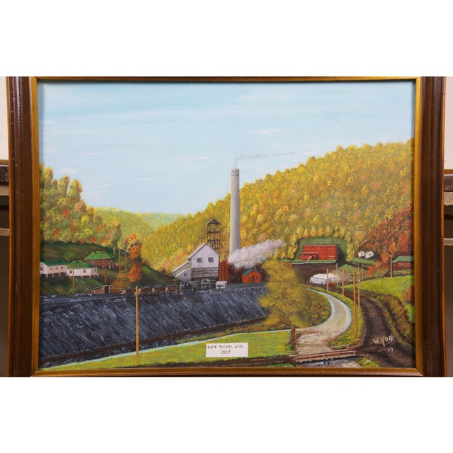Rev. Wallace York Glen Rogers West Virginia Mining Town Acrylic Oil Painting For Sale - Image 4 of 13