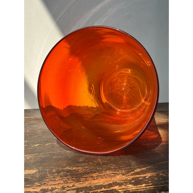 Vintage Large-Scale Orange Blown Glass Vessel, Circa 1970s For Sale - Image 12 of 14