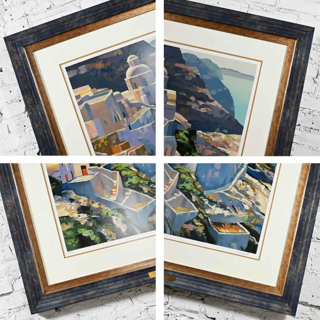 Vintage Howard Behrens Limited Edition Original Large Scale Hand Signed Hillside at Fira Serigraph #246 For Sale - Image 10 of 13
