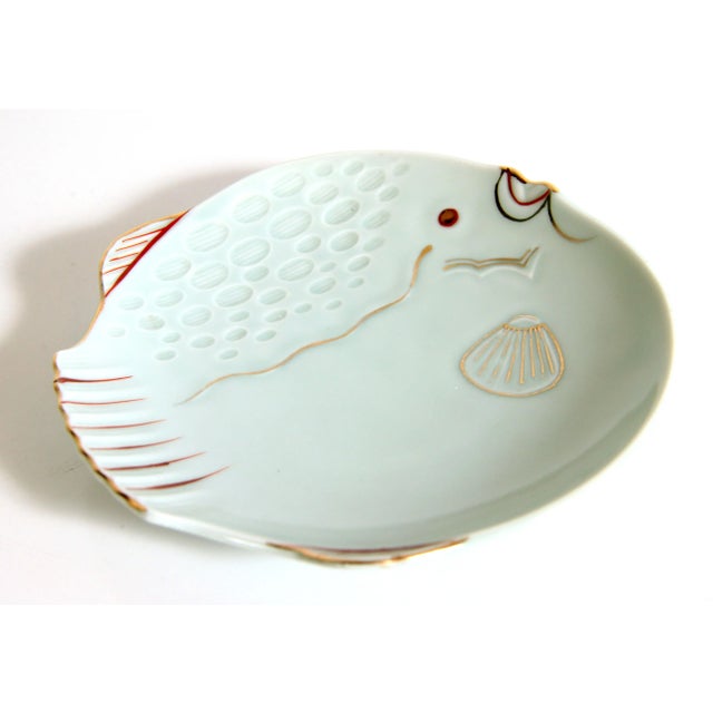 1960s Vintage Mid Century Japanese Fugu Fish Lunch / Sushi Plate For Sale - Image 5 of 8
