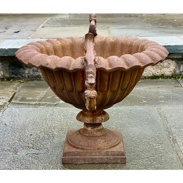19th Century English Cast Iron Garden Urn Planter For Sale - Image 4 of 7