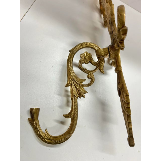 Metal Vintage Mid Century Decorative Brass Sconces Pair of 2 For Sale - Image 7 of 9