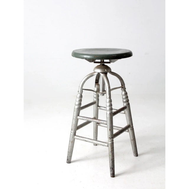 Antique Painted Swivel Seat Stool For Sale - Image 4 of 11