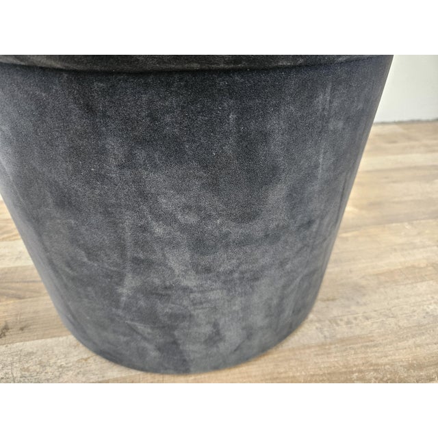 Mid-Century Italian Round Velvet Stool, 1960s For Sale - Image 11 of 13