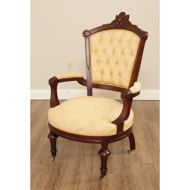Late 19th Century Antique Victorian His & Hers Walnut Armchairs - A Pair For Sale - Image 5 of 13