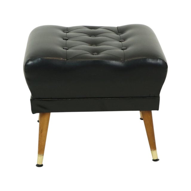 Vintage Black Ottoman with Conical Legs, 1960s For Sale - Image 10 of 11
