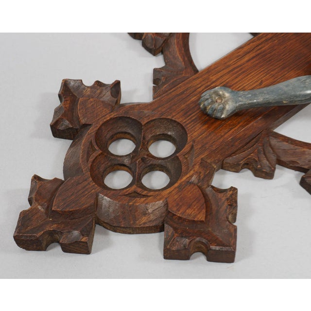 Antique Neo-Gothic Carved Oak Crucifix with Bronzed Spelter Corpus Christi, 19th Century For Sale - Image 5 of 7